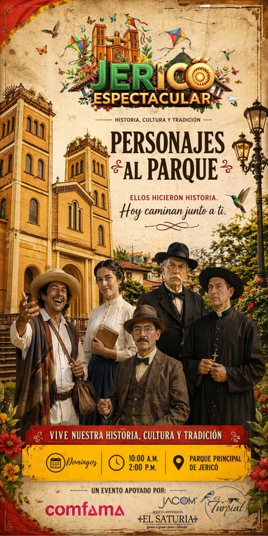 Flyer del evento Personajes al Parque — Jericó Espectacular